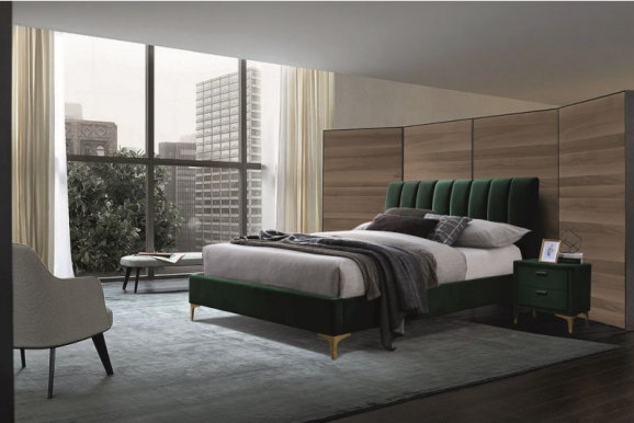 MIRAGEV 160 -160X200 Divguļamā gulta ar redelēm (TAP. 119 Velvet zaļš/zelts)