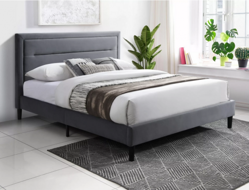 Malaga Velvet V140SZC 140x200 Gulta ar redelēm,Bluvel 14 pelēks