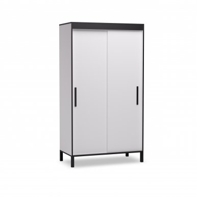 SW-BRI-120- W Skapis ar bīdāmām durvīm un spoguli,balts/melns