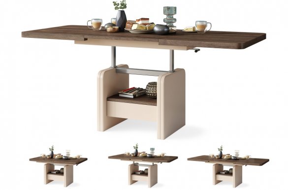 LEXUS 75 sz Стол раздвижной трансформер (коричневый дуб/бежевый)