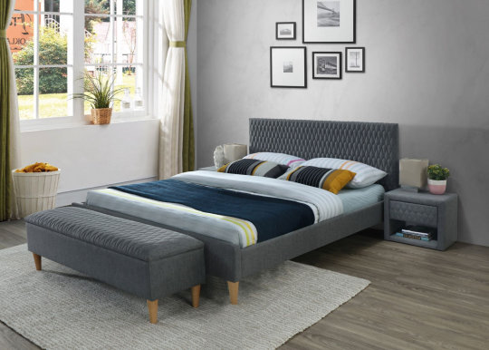 AZURRO -160SZ 160X200 Bed (Bluvel 14 Velvet Grey)