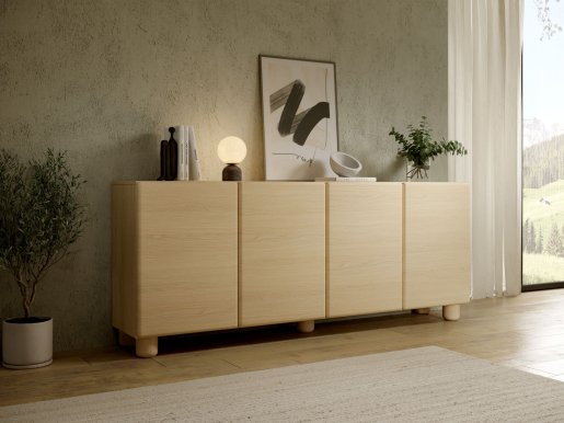 Style-Japandi B Kumode ar 4 durvīm un noapaļotām fasādēm