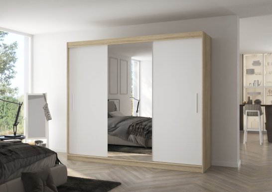 Denis Ds05 250 Sonoma/white Wardrobe with sliding doors