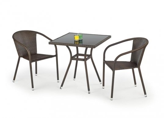 Garden furniture set Table MOBIL+2 chairs MIDAS Dark brown