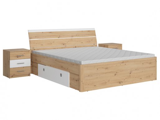 Mars-LOZ B/180 + ST 180x200 Bed with bedside tables