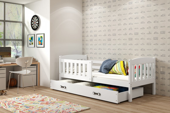 Cubus 1 Bed with mattress 190x80 white/white