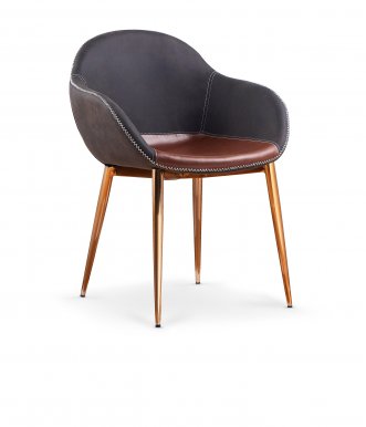 K304 стул тёмно-серый/коричневый/золотистый хром 