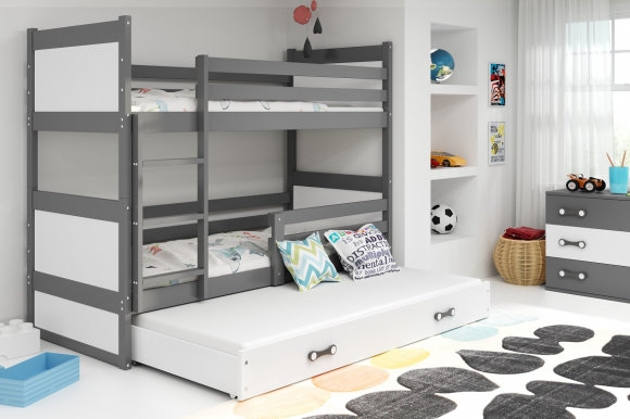 Riko III 160x80 Bunk bed with three mattresses Graphite