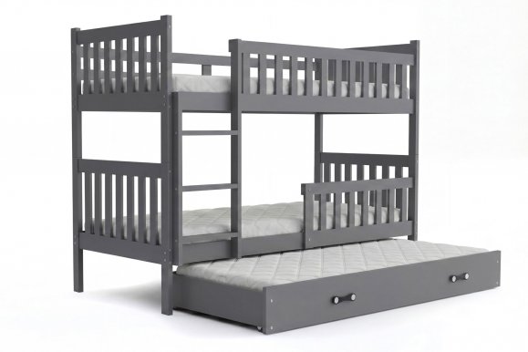 Cubus 3 Трехместная двухъярусная кровать с матрасами 190x90 графит