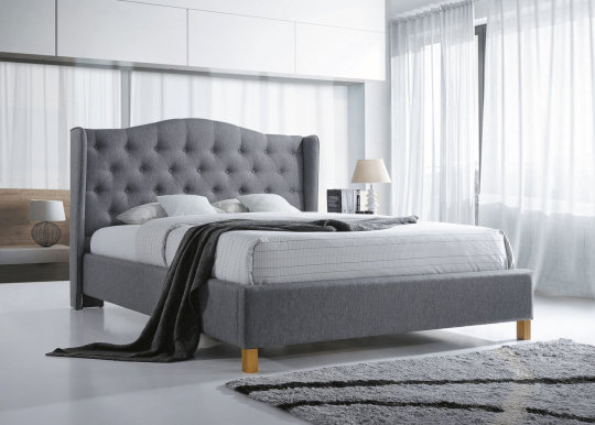Aspen 180 Bed with wooden frame (Grey)