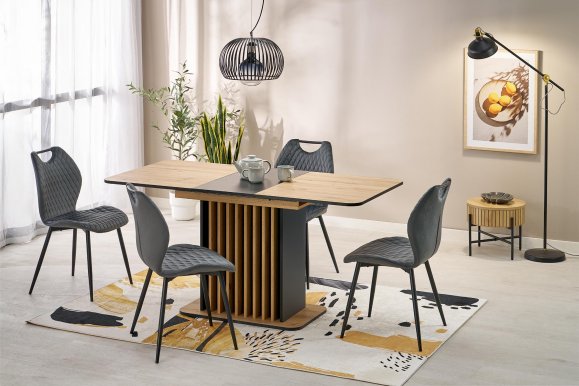 28452 Pagarināms ēdamgalds,ozols artisan/melns