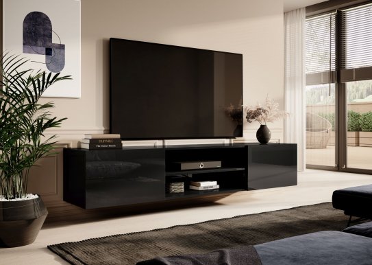 SLIDE 200 K TV cabinet Black gloss