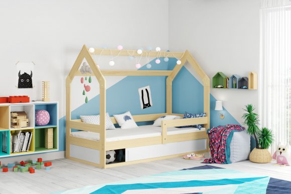 House- Кровать детская с матрасом 160x80 сосна