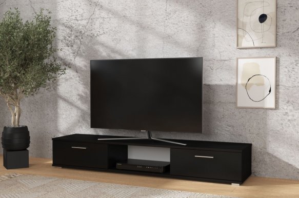 ARID BS-Q005 RTV-Schrank,Schwarz matt/schwarz glänzend