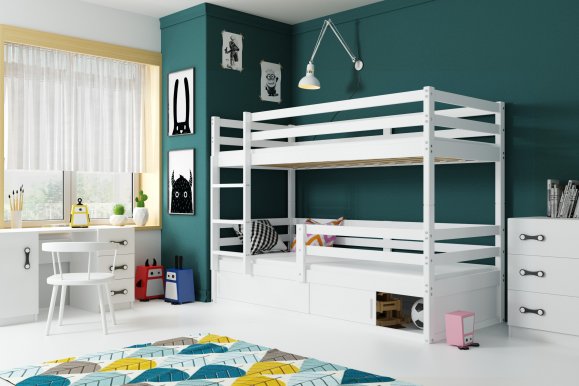 Erik-1 Bunk bed with mattress 190x80 white