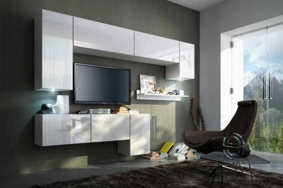 Sky Concept 5 Wall unit White mat/white gloss 5/HG/W/4-2B