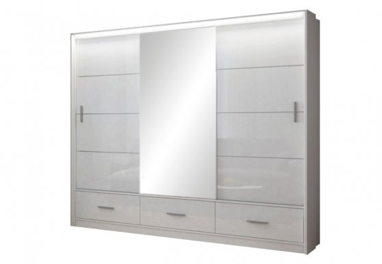MARSYLIA 250 Sliding door wardrobe,White matt/white glossy