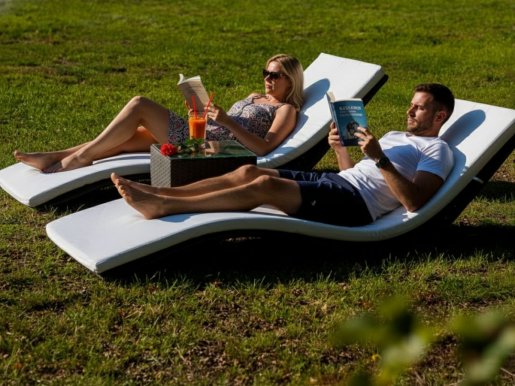 SUCCESSO Galds + 2 sauļošanās krēsli,tumši pelēks