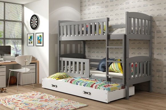 Cubus 3 Triple bunk bed with mattress 190x80 graphite