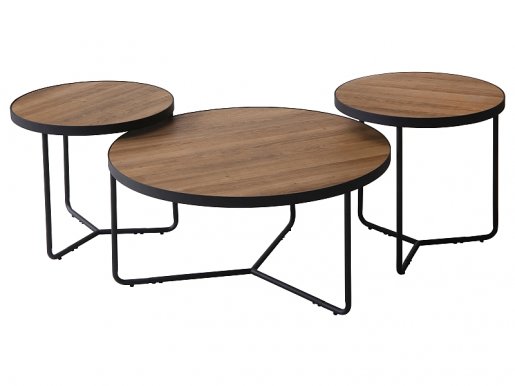 Demeter II Set of coffee tables 3pcs walnut/black