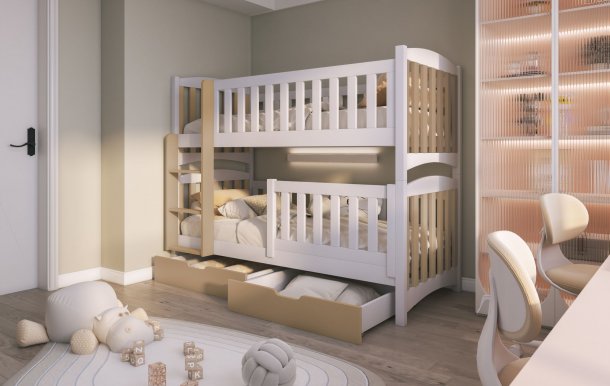 NATHAN Bunk bed with mattress White/cappuccino