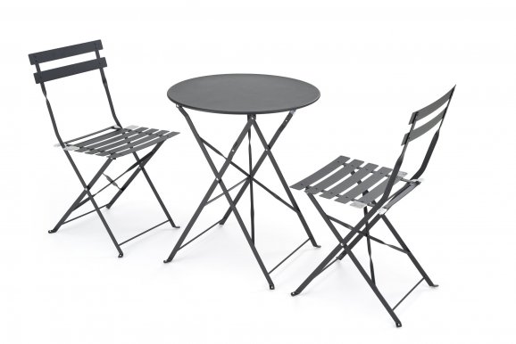 Dārza mēbeļu komplekts Galds +2 krēsli,melns