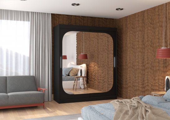 SW-ARI B-180 Sliding wardrobe with mirror,Black matt