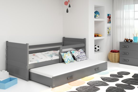 Riko II 190x90 Детская кровать с двумя матрасами Графит