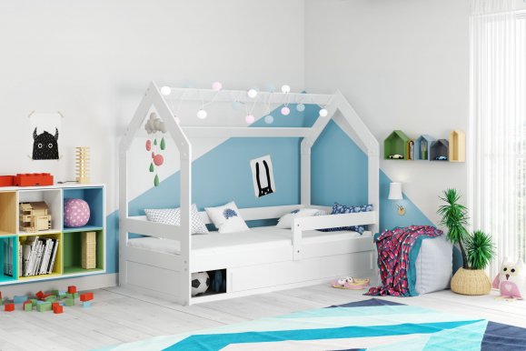 House- Bērnu gulta ar matraci 160x80 balts