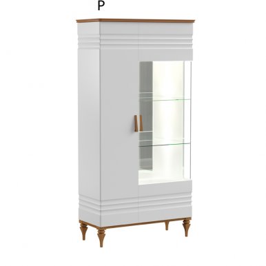 Torino TO-W2 L/P Glass-fronted cabinet white gloss/oak mocca