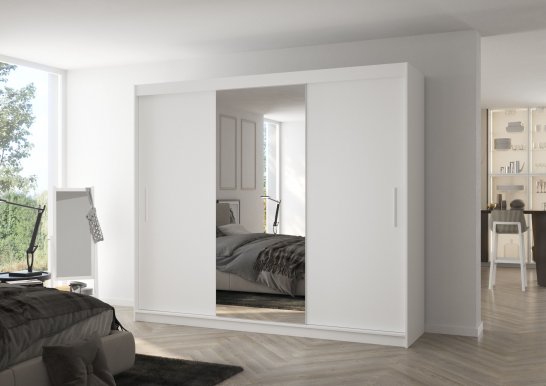 Denis Ds01 250 White mat Wardrobe with sliding doors