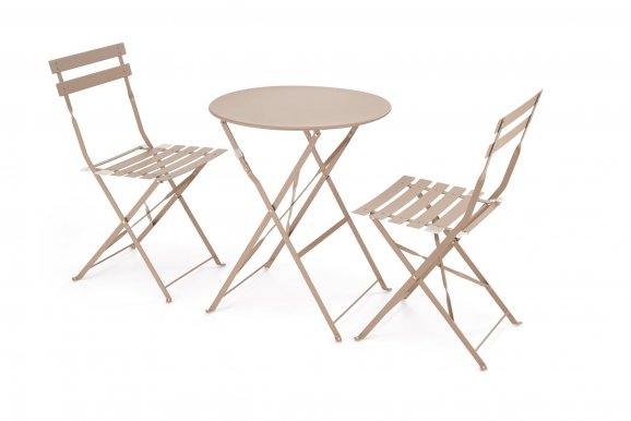 Dārza mēbeļu komplekts Galds +2 krēsli,kapučīno