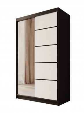 SW-CAS-120 cm - BW Schwebetürenschrank mit Spiegel,Schwarz matt/Weiß matt