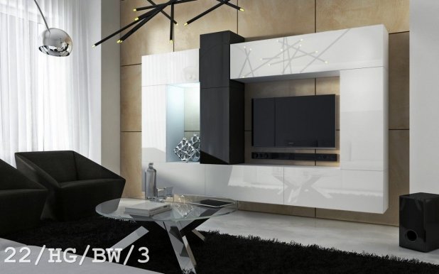 Sky Concept 22 Wall unit White gloss/element black gloss 22/HG/BW/3