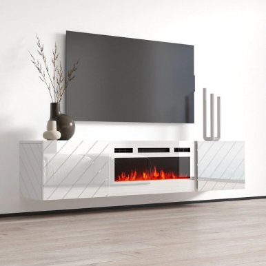 LUXE-EF RTV white + kamin white TV cabinet