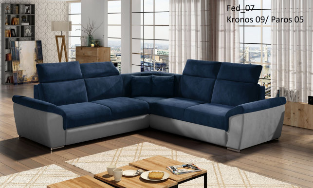 FED- 07 Corner sofa Universal L/R (fabric Kronos 09/Paros 05 grey)