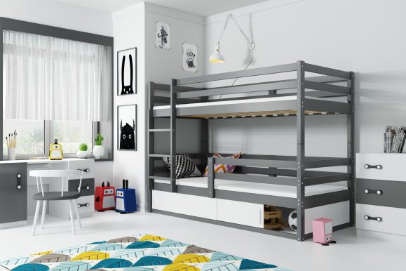 Erik-1 Bunk bed with mattress 190x80 graphite