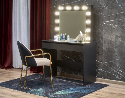 HOLLYWOOD Dressing table сonsole with mirror,Black