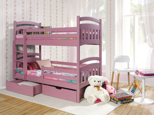 JAKUB II Divstāvu gulta ar diviem matračiem Pink