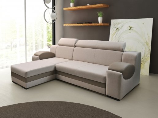 MADRYT Универсальный L/P Угловой диван (Крем ткань Hugo 2+Madryt 126)