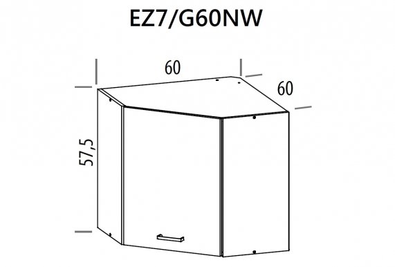 Eliza EZ7/G60NW L/P 60 cm Corner wall cabinet