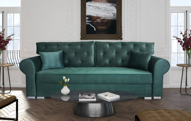 MONAKO- PIC Dīvāns-gulta (Zaļš audums Primo 8818)