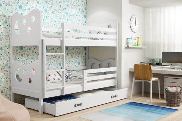 MIKKY II 190x90 Bunk bed with two mattresses White
