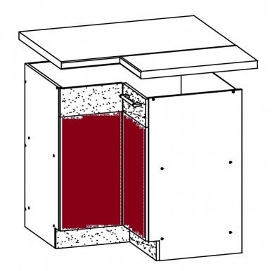 Modena MDF MD21/D90NW L/P 90/90 cm Corner base cabinet