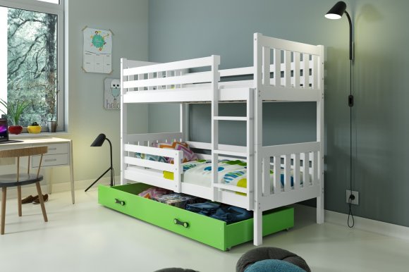 Karina 2 Bunk bed with mattress 190x80 white/green
