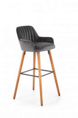 V-CH-H/93- C.P Bar stool (Dark grey/nut)