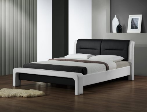 Cassandra LOZ 120 Двуспальная кровать c деревянной рамой (белый/чёрный)
