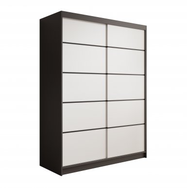 SW-CAL 150 cm Schwebetürenschrank,Schwarz matt/Weiß matt