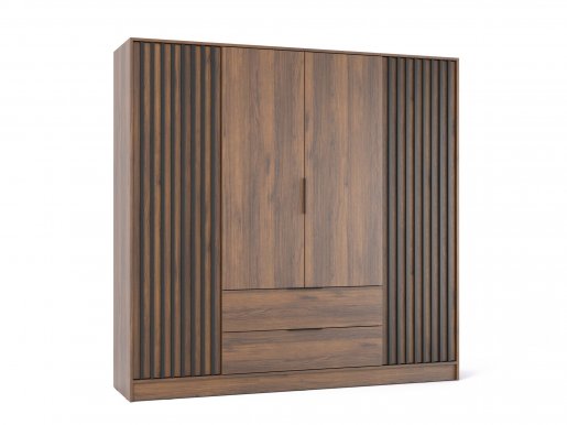 NELLY 4D Kleiderschrank (Nuss/schwarze Lamelle)