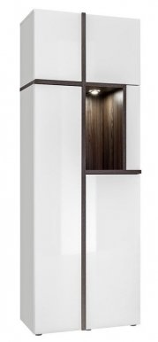 Cross WSW+LED Glass-fronted cabinet Brown/white gloss